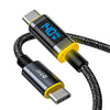 AOHI Magline PD3.1 140W Nylon USB C to USB C LED Digital Display Cable 4ft