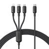 Baseus Silky One-for-Three Fast Charging Cable USB-C to M+L+C 100W 1.5m - Cosmic Black