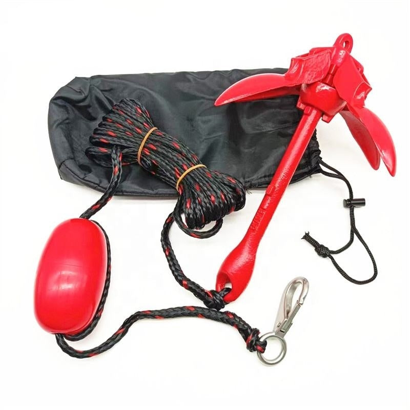 Anchor - 1.5kg, 25ft Rope, Carbon Steel Material - Sandwaves - Red