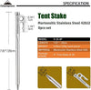 Campingmoon 8 Pieces Nail Pegs Stainless Steel - 20 cm