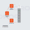 Porodo 4AC 65W 3000W Power Strip- White